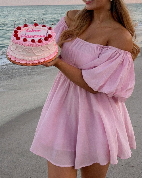 Dollores Rose - Puff Sleeve Off Shoulder Mini Dress