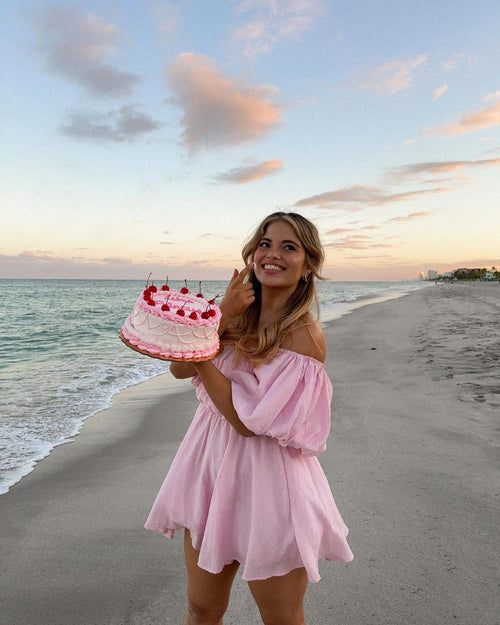 Dollores Rose - Puff Sleeve Off Shoulder Mini Dress