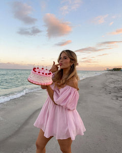 Dollores Rose - Puff Sleeve Off Shoulder Mini Dress