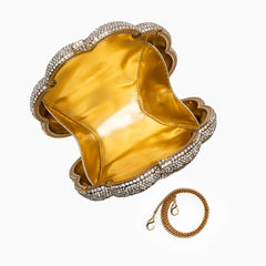 JELINE FLOWER CLUTCH BAG – GOLD