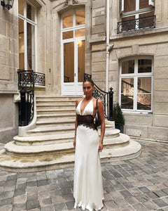 Primrose Ivory - Long Silke Satin Maxi Dress