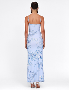 ARTEMIS - Blue Floral Ceramic Maxi Dress
