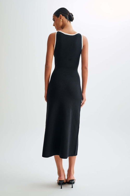 Veil - Ribbed Button Down Tie Midi Dress