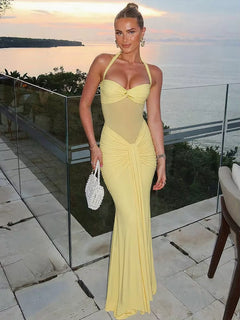Veronica Yellow - Sahara Luxe Sunset Sheer Maxi Dress