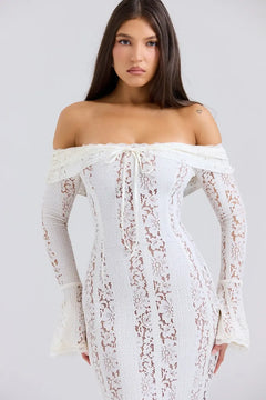 Vittoria WHITE - Long Lace Bodycon Maxi Dress