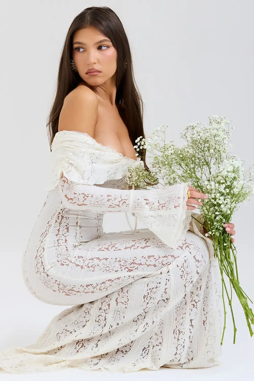 Vittoria WHITE - Long Lace Bodycon Maxi Dress