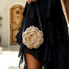 JELINE FLOWER CLUTCH BAG – GOLD