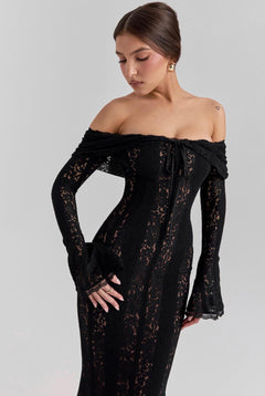 Vittoria Black - Long Lace Bodycon Maxi Dress