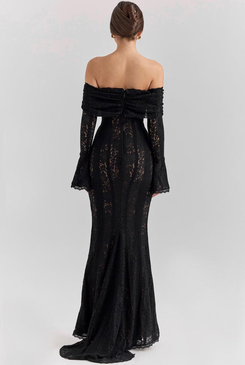 Vittoria Black - Long Lace Bodycon Maxi Dress