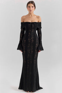 Vittoria Black - Long Lace Bodycon Maxi Dress