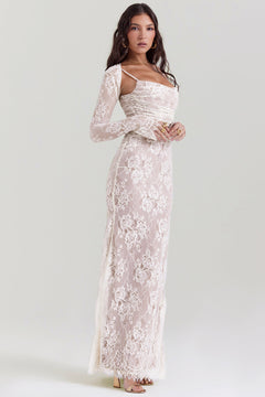 vintage cream - Floral Lace Maxi Dress