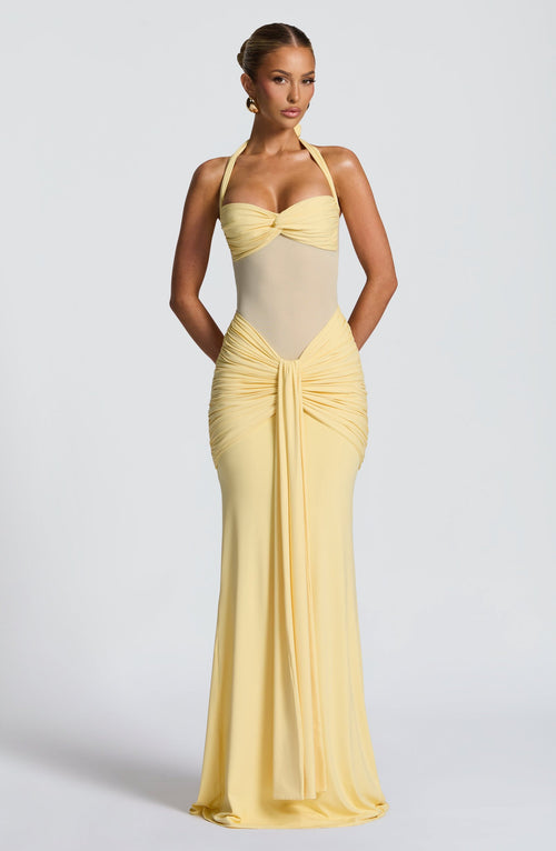 Veronica Yellow - Sahara  Luxe Sunset Sheer Maxi Dress