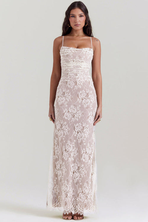 vintage cream - Floral Lace Maxi Dress