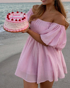 Dollores Rose -  Puff Sleeve Off Shoulder Mini Dress