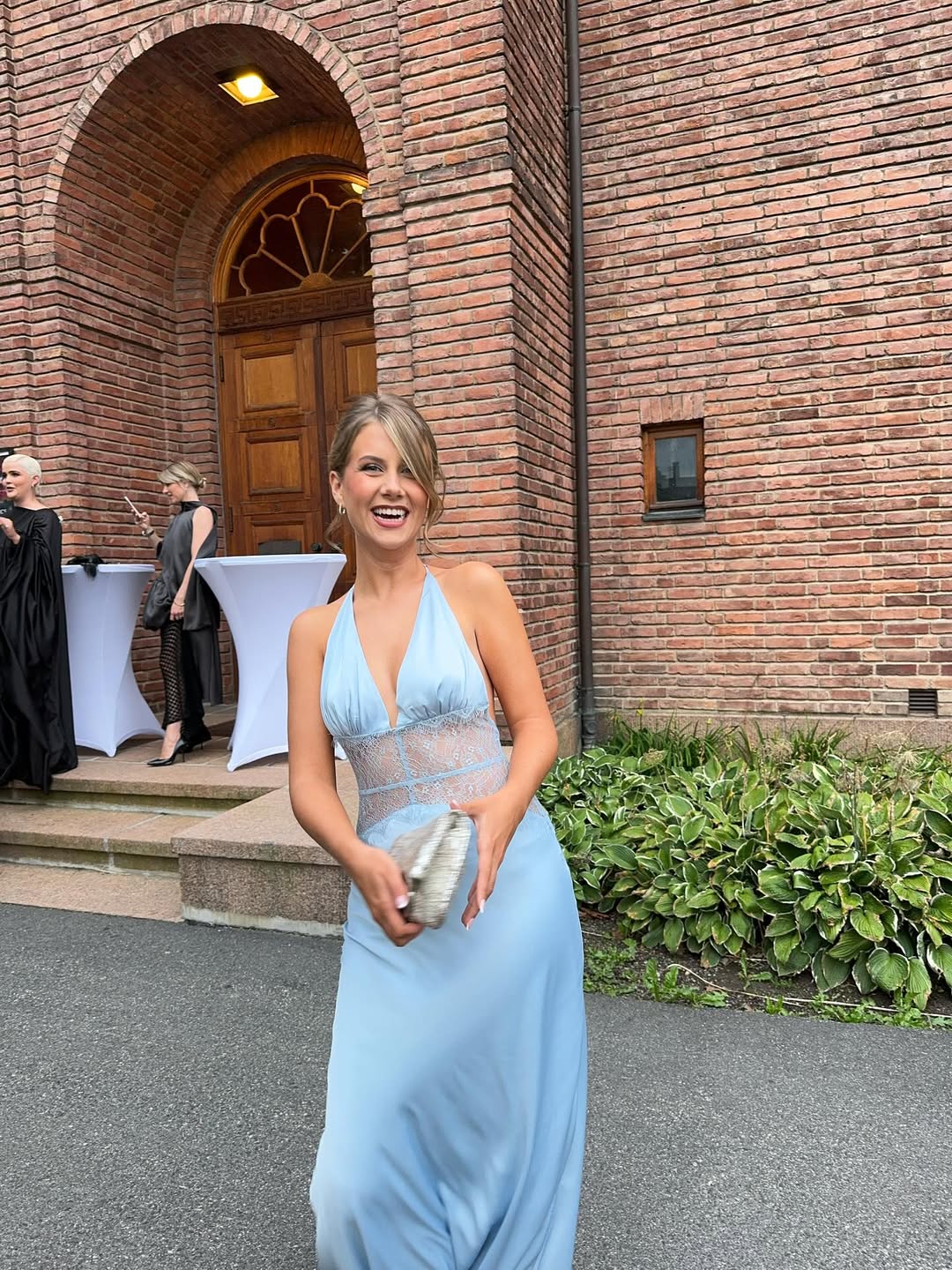 Primrose Blue - Long Silke Satin Maxi Dress