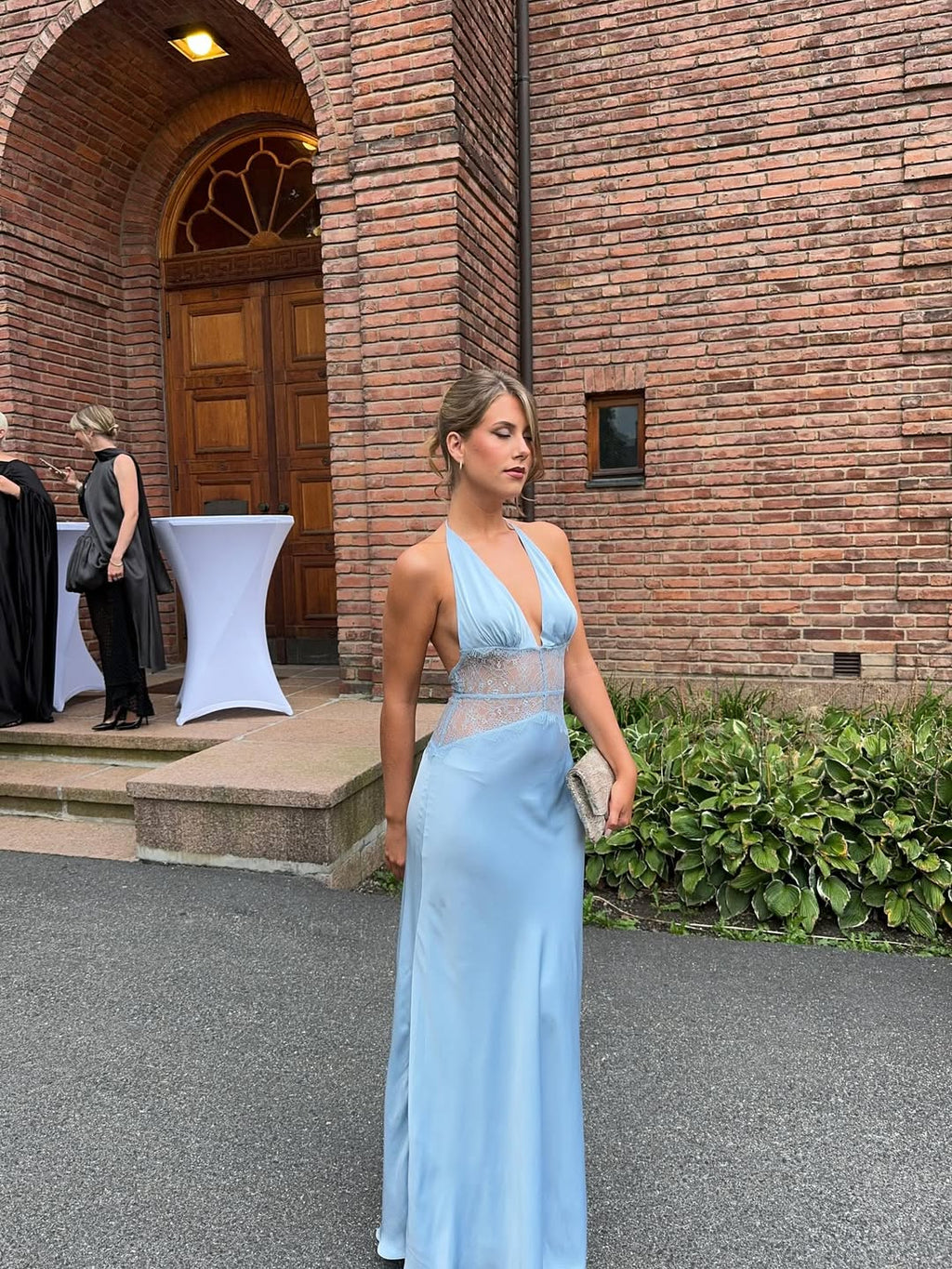 Primrose Blue - Long Silke Satin Maxi Dress