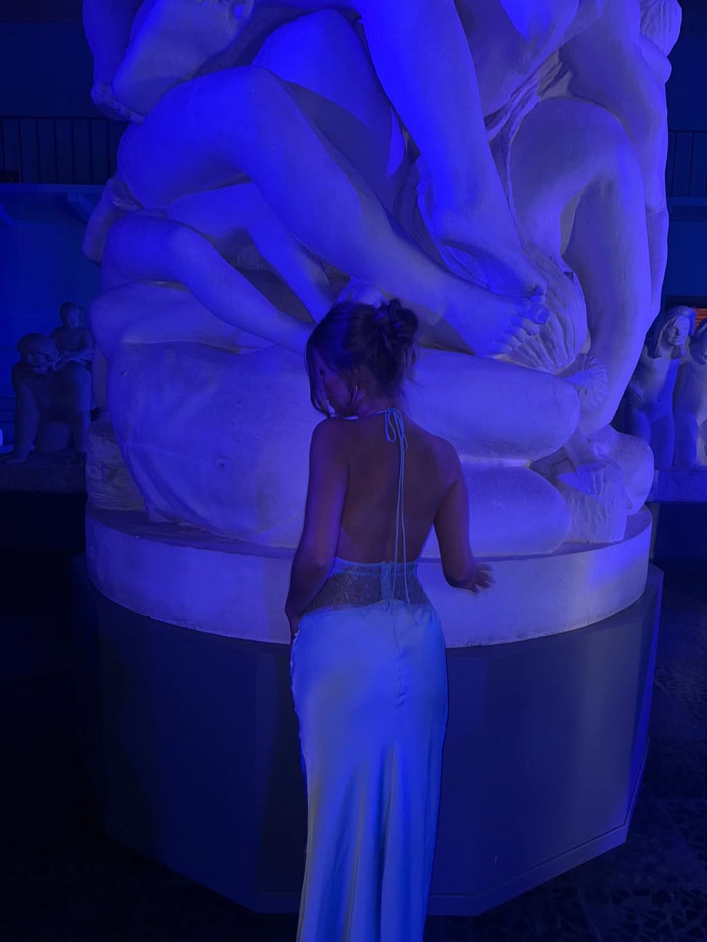 Primrose Blue - Long Silke Satin Maxi Dress