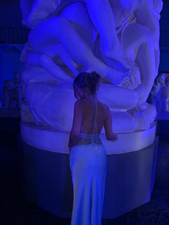 Primrose Blue - Long Silke Satin Maxi Dress