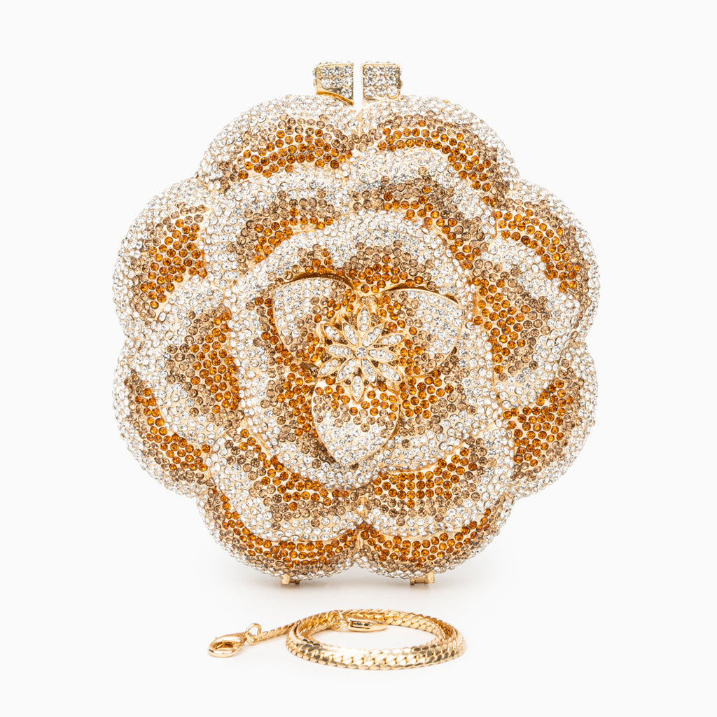 JELINE FLOWER CLUTCH BAG – GOLD