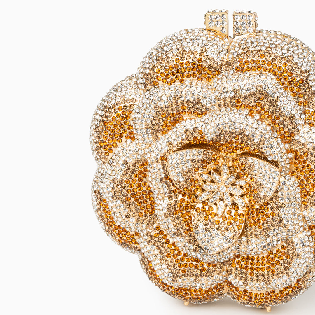JELINE FLOWER CLUTCH BAG – GOLD