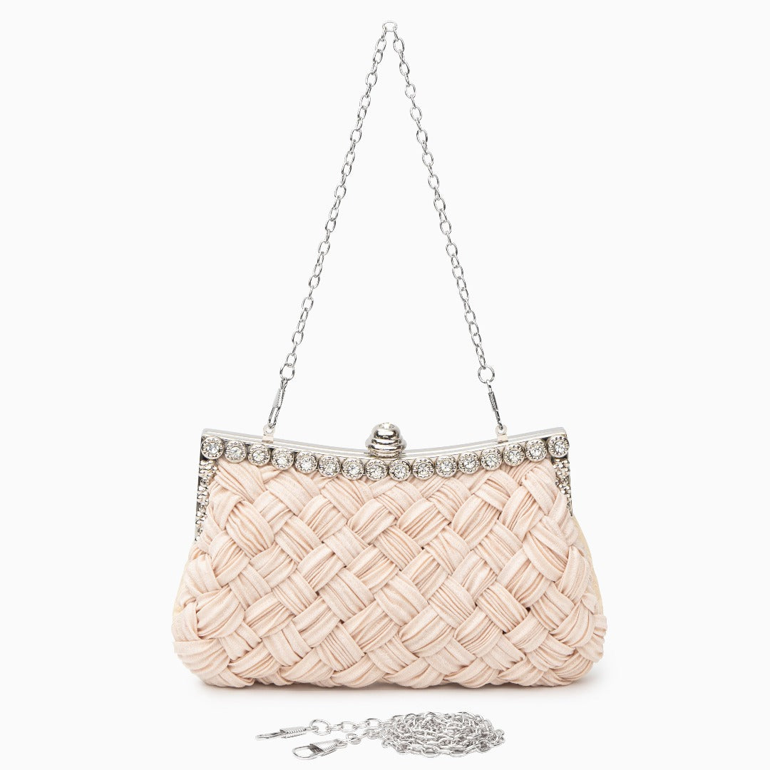 Braelyn Braided Rhinestone Clutch Bag
