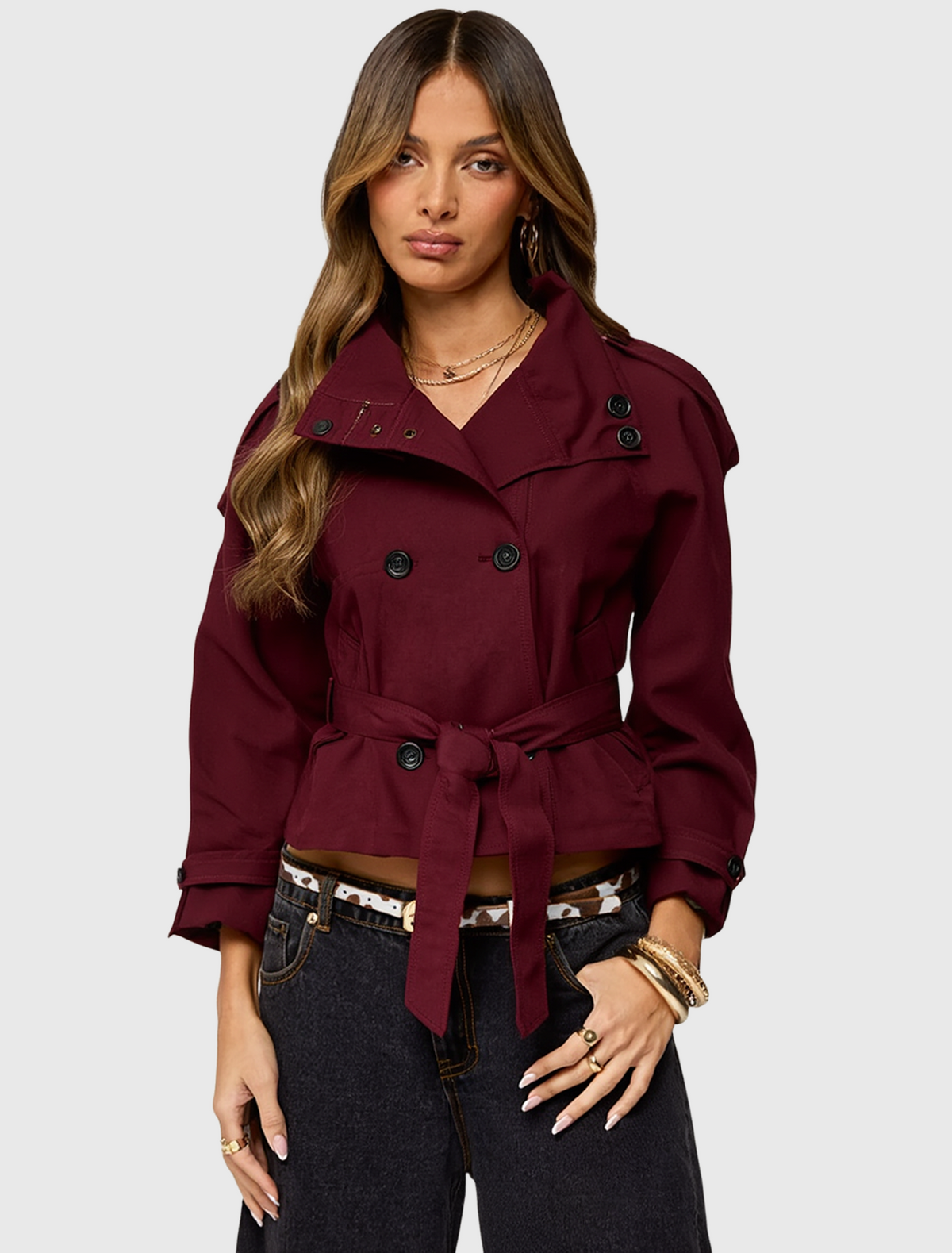 NATALIE CLASSIC TRENCH JACKET - RED