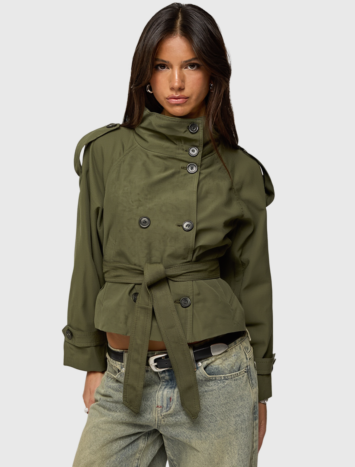 NATALIE CLASSIC TRENCH JACKET - GREEN