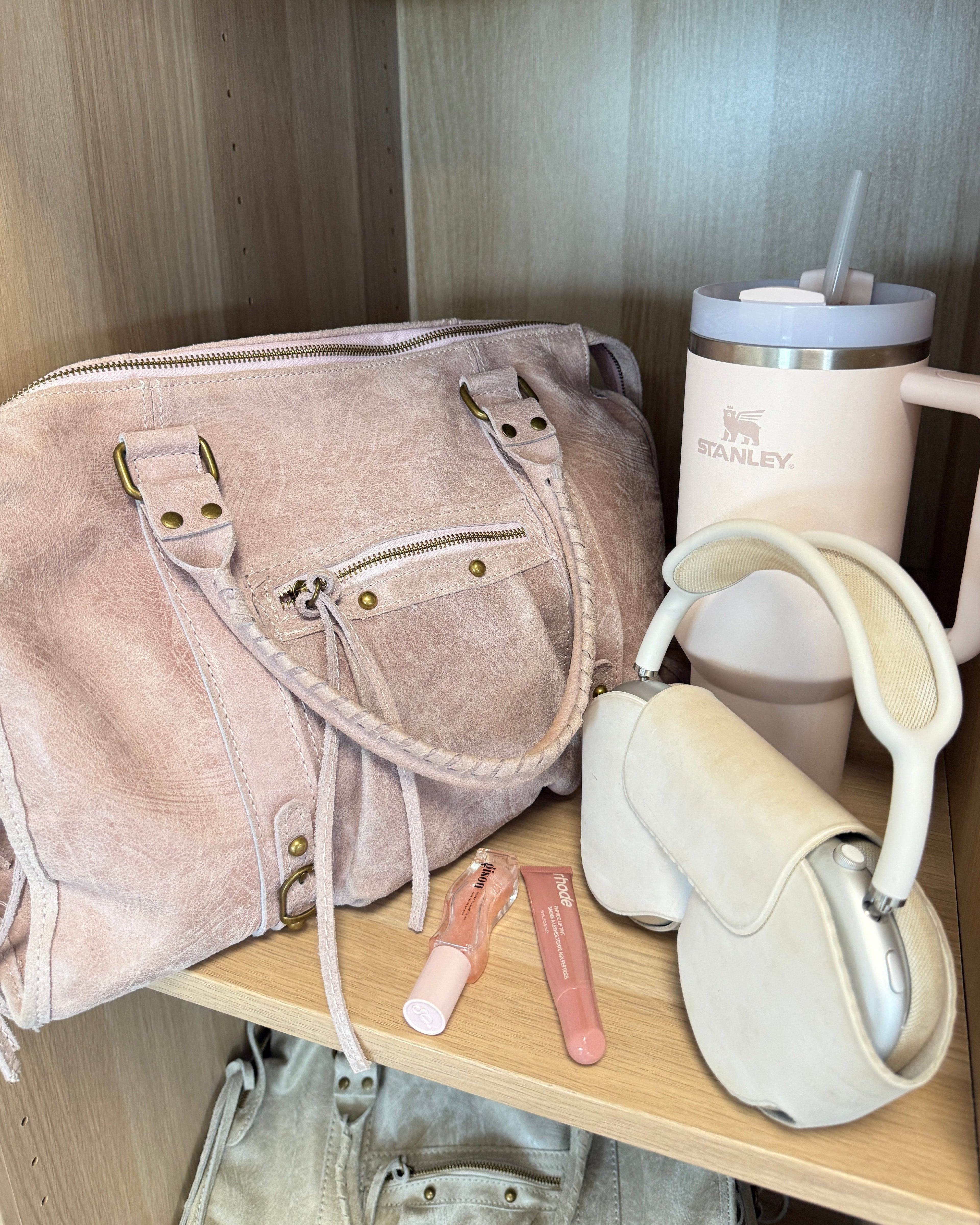 MILA TEDDY BROWN SHOPPER HANDBAG - VANILLA PINK