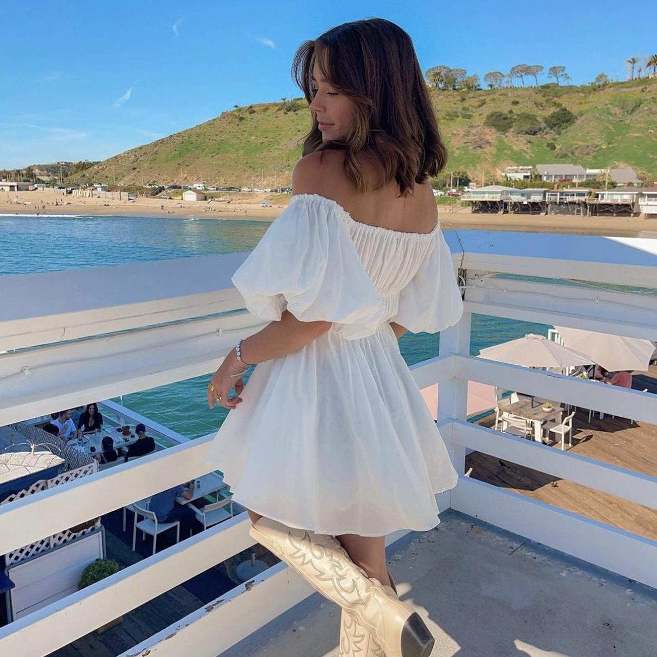Dollores White -  Puff Sleeve Off Shoulder Mini Dress