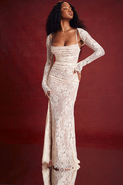 vintage cream - Floral Lace Maxi Dress