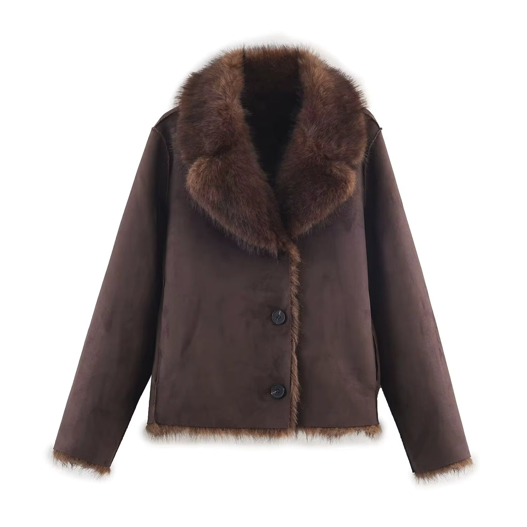 COLLAR FAUX FUR JACKET