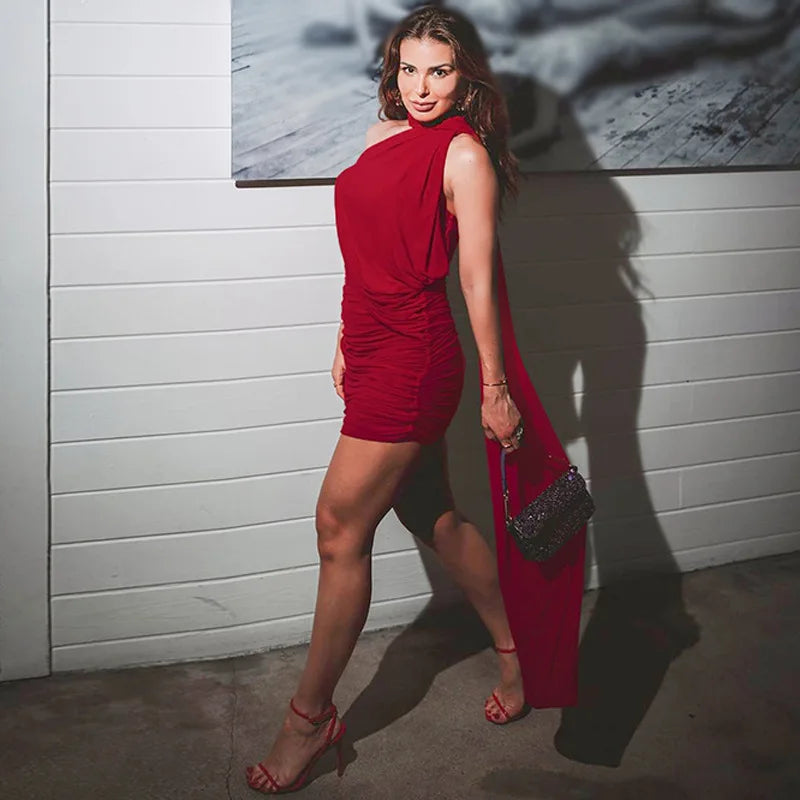 EMILY BACKLESS MINI DRESS - RED