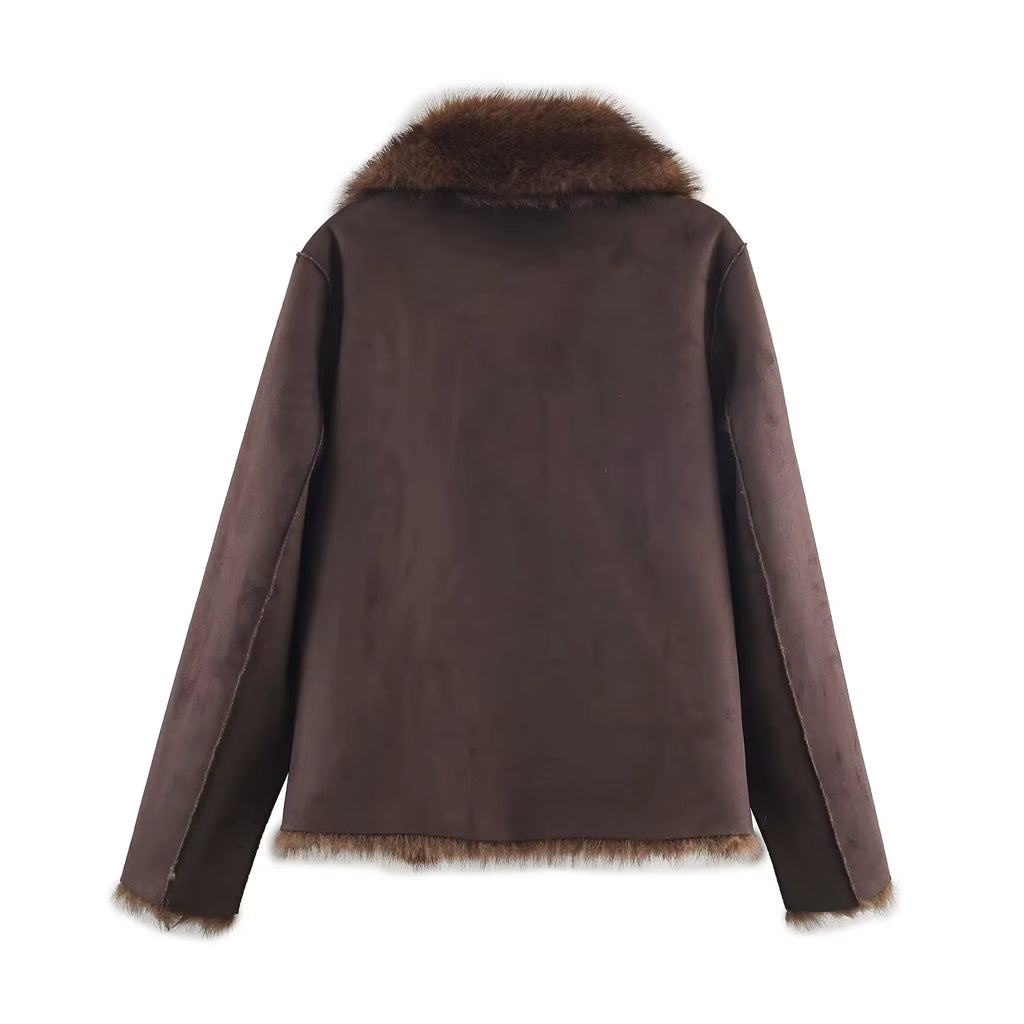 COLLAR FAUX FUR JACKET