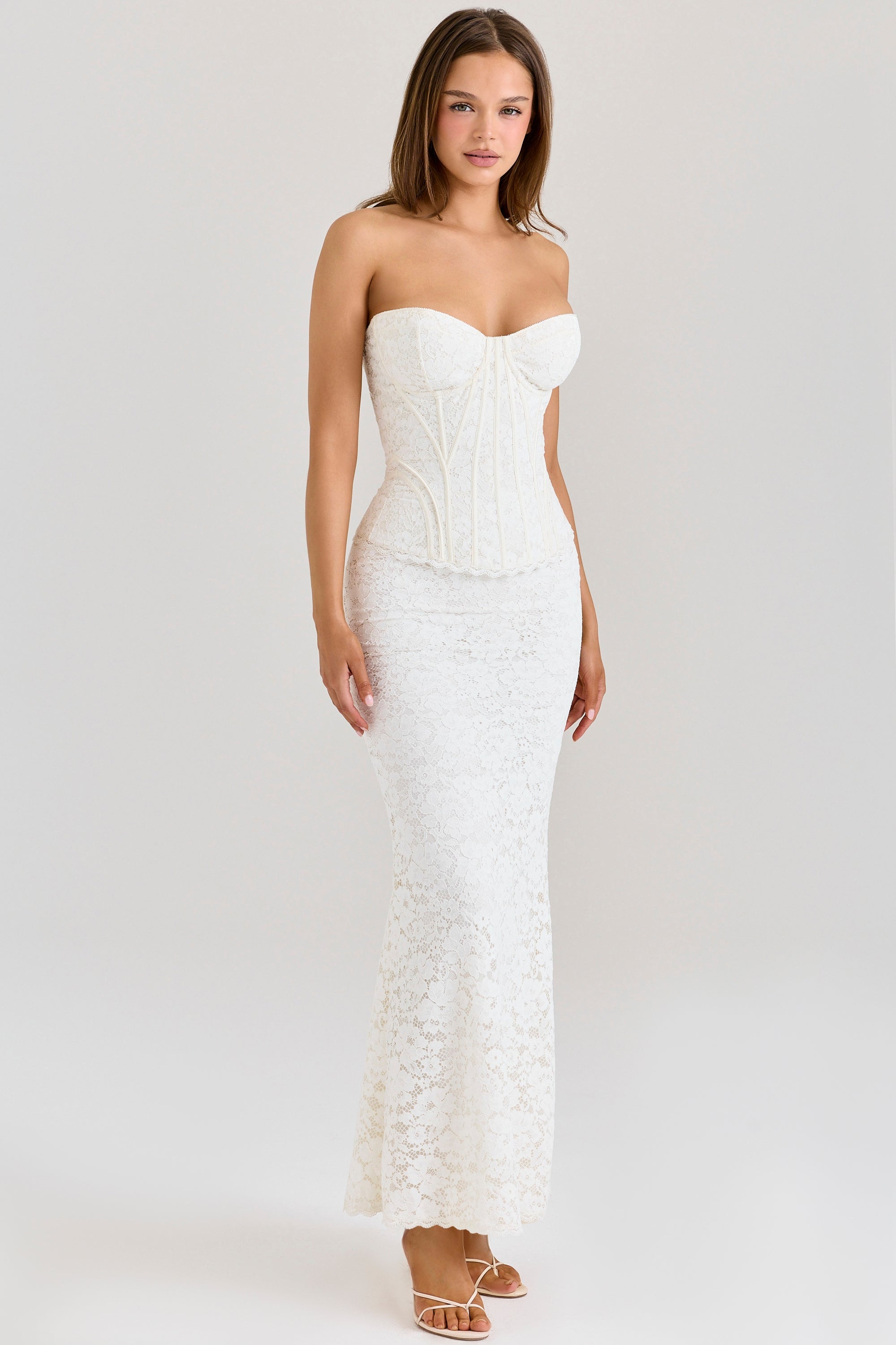 Siyah - Corset Lace Maxi Dress