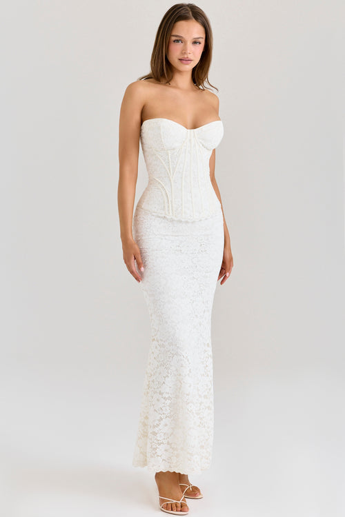 Siyah - Corset Lace Maxi Dress