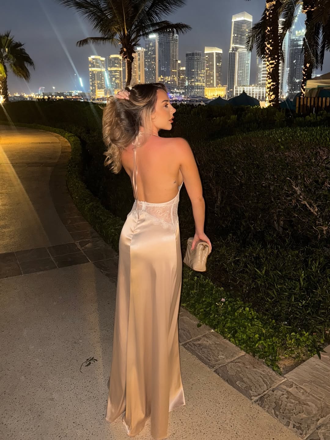 Primrose Champagne - Long Silke Satin Maxi Dress