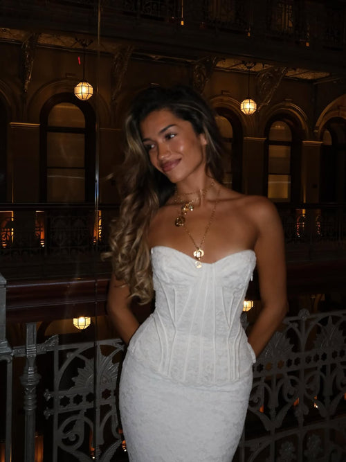 Siyah - Corset Lace Maxi Dress