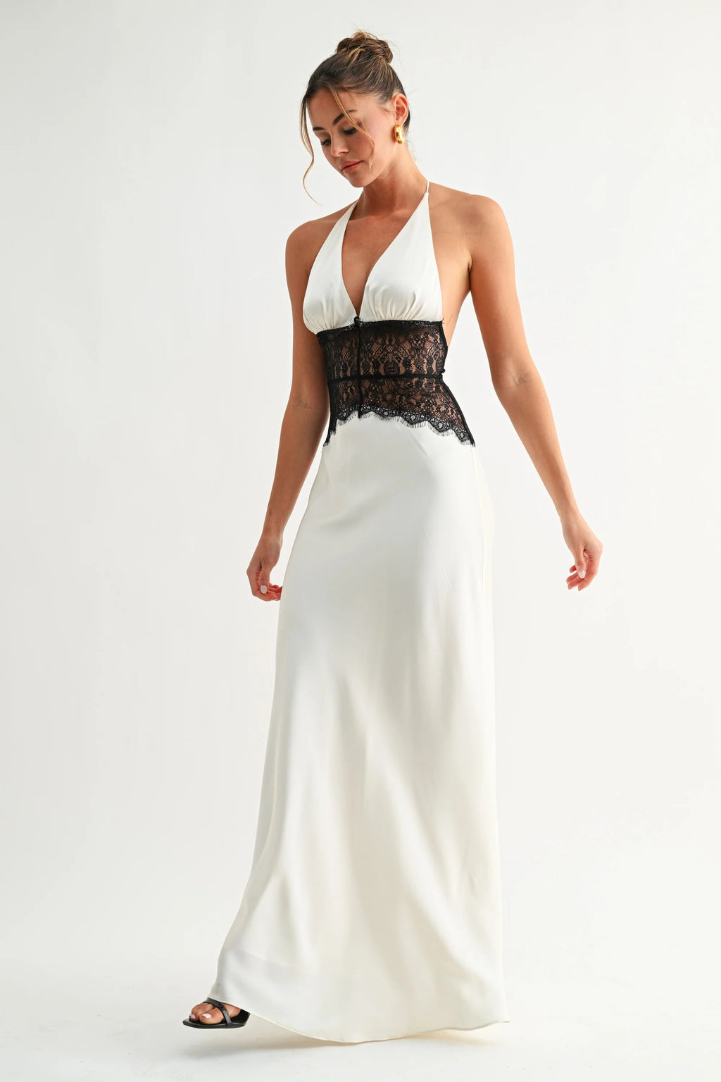 Primrose Ivory - Long Silke Satin Maxi Dress