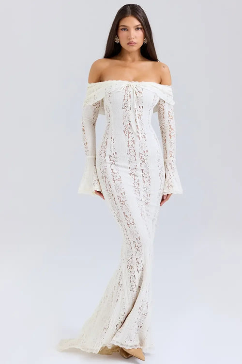 Vittoria WHITE - Long Lace Bodycon Maxi Dress