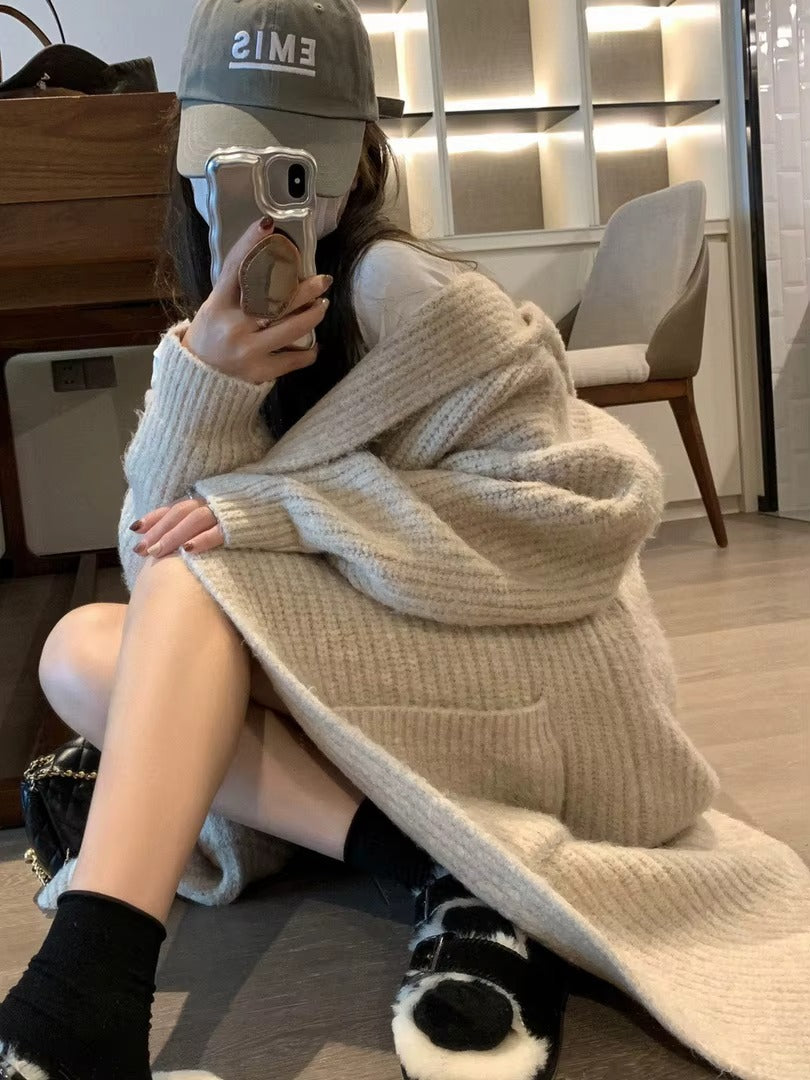 FRAUEN PULLOVER THINNED LONG OPEN CARDIGAN