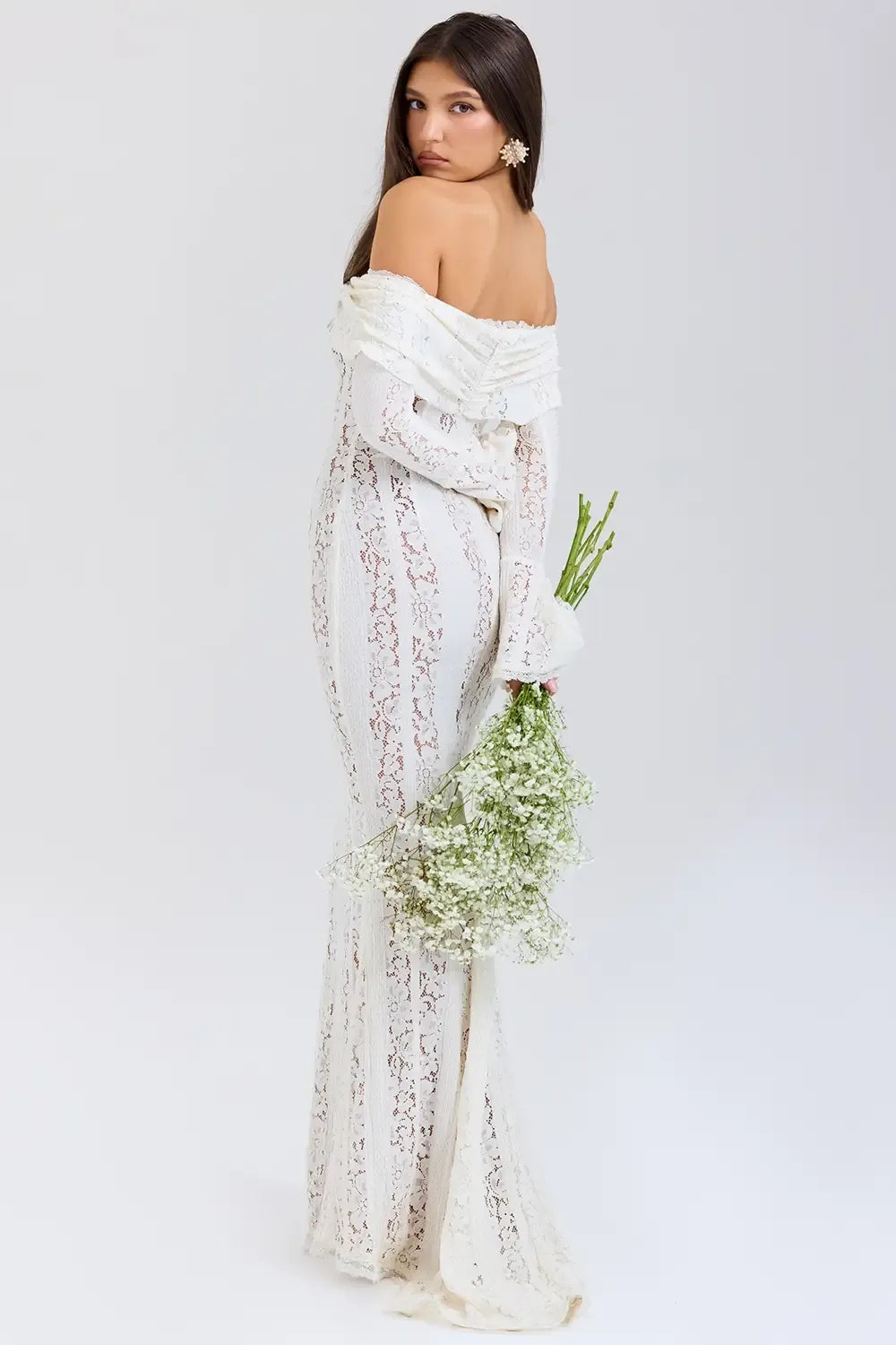 Vittoria WHITE - Long Lace Bodycon Maxi Dress