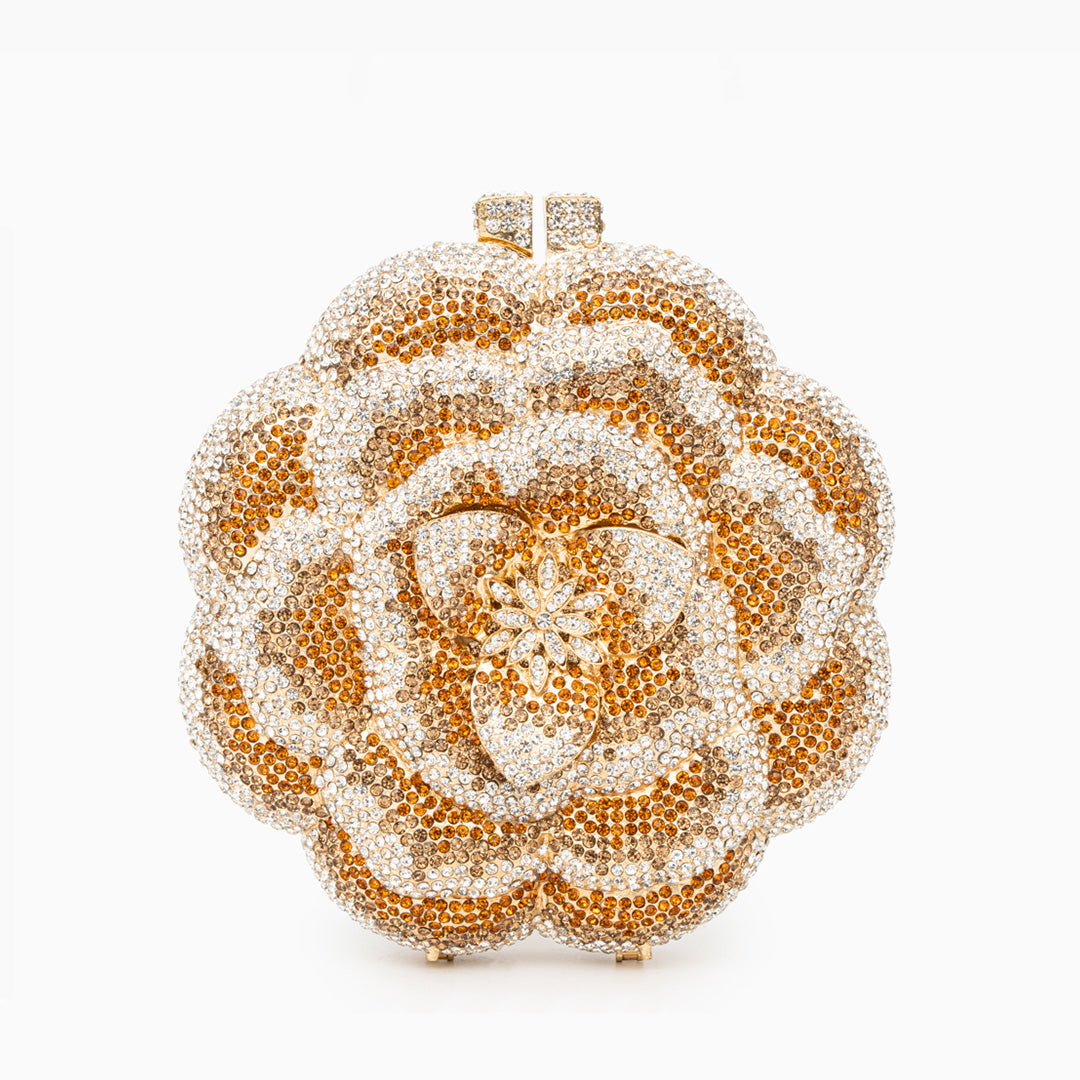JELINE FLOWER CLUTCH BAG – GOLD