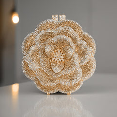 JELINE FLOWER CLUTCH BAG – GOLD