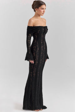 Vittoria Black - Long Lace Bodycon Maxi Dress