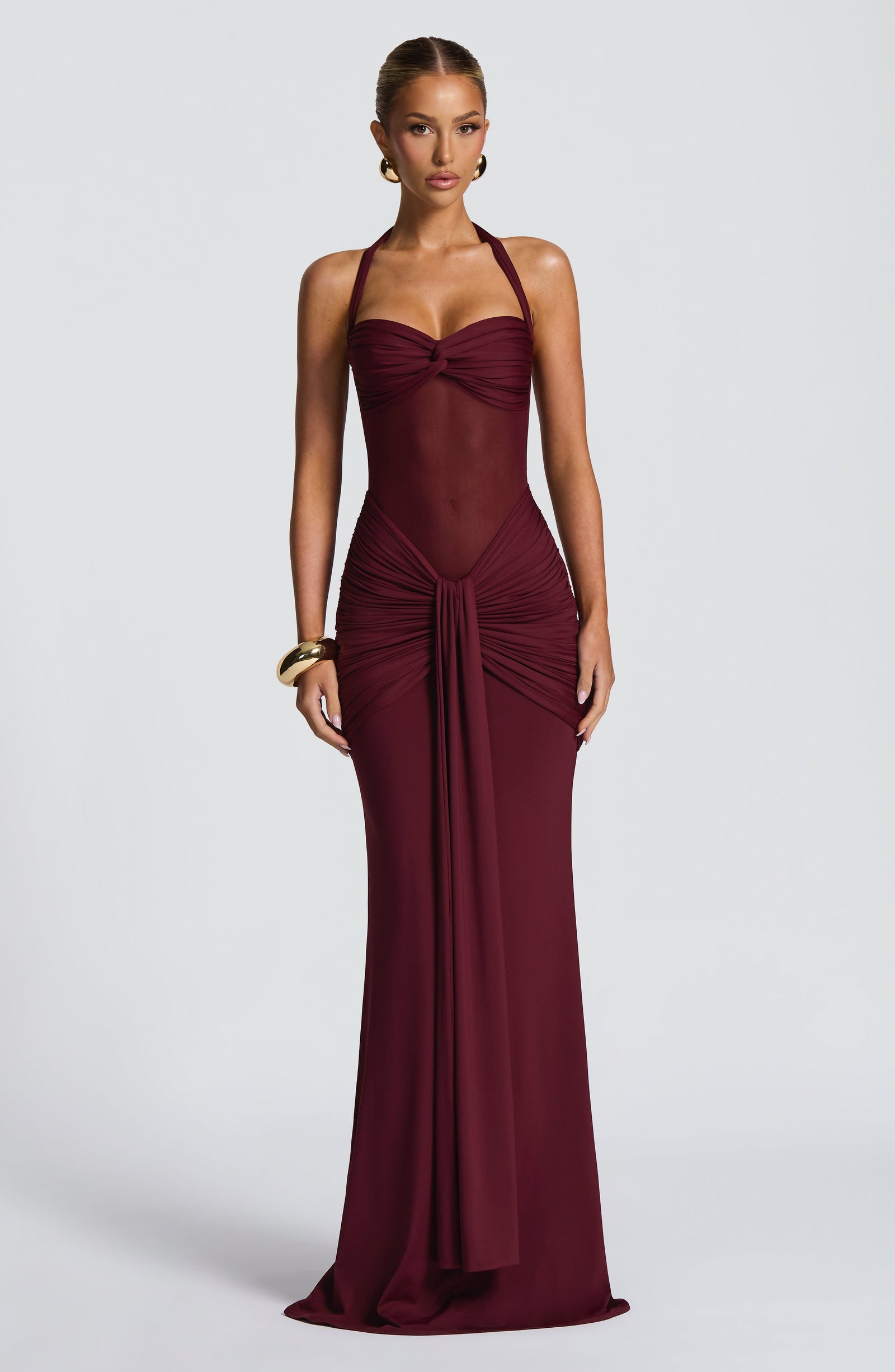 Veronica Red - Sahara  Luxe Sunset Sheer Maxi Dress