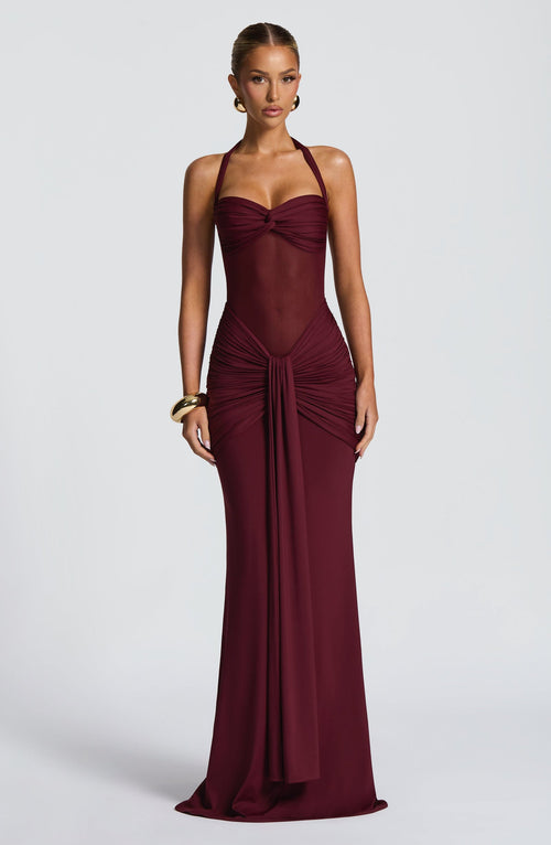 Veronica Red - Sahara  Luxe Sunset Sheer Maxi Dress