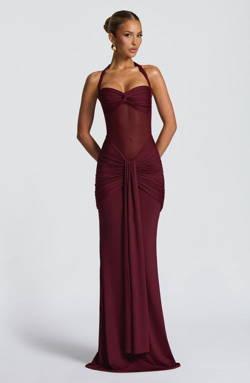Veronica Red - Sahara  Luxe Sunset Sheer Maxi Dress