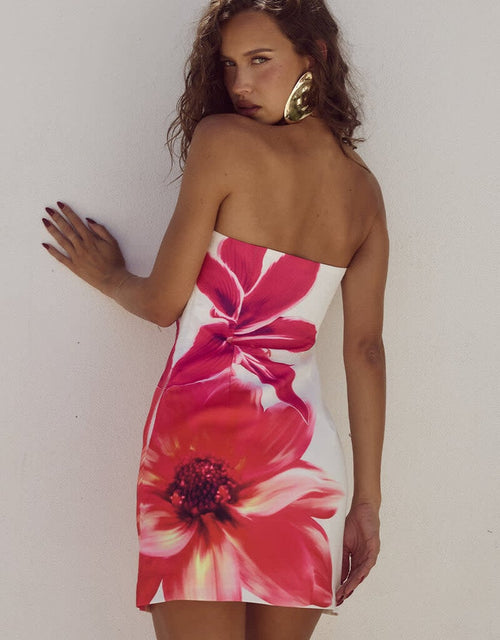 Liora White - Charm Floral Strapless Backless Mini Dress